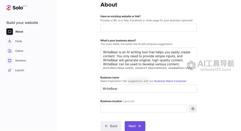 Solo AI Website Composer